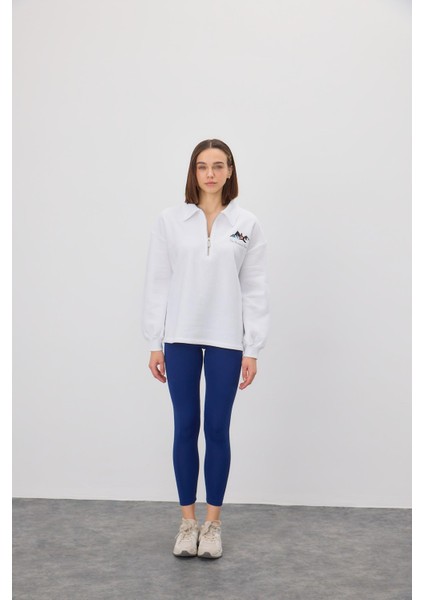 Kadın Yarım Fermuarlı Polo Yaka Sweatshirt fırsatları