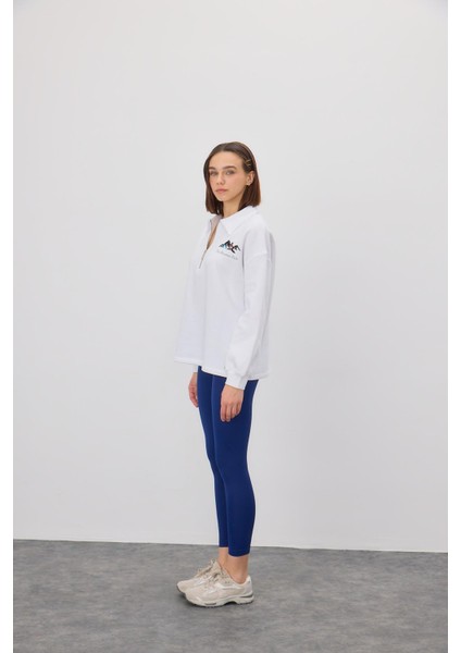 Kadın Yarım Fermuarlı Polo Yaka Sweatshirt indirimleri
