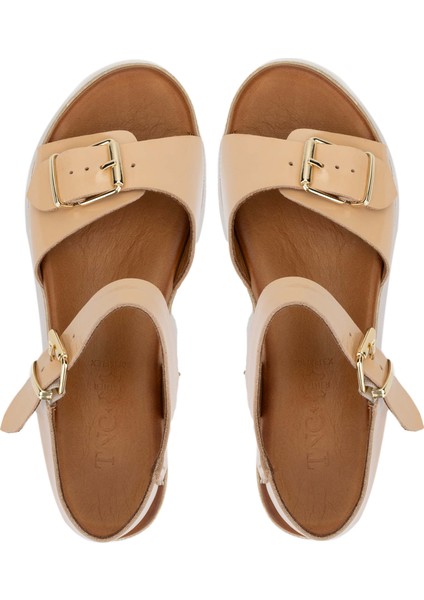 Kadın Deri Camel Rugan Düz Sandalet 766 2579 Bn Sndlt Y24 Camel Krsk Rgn indirimleri