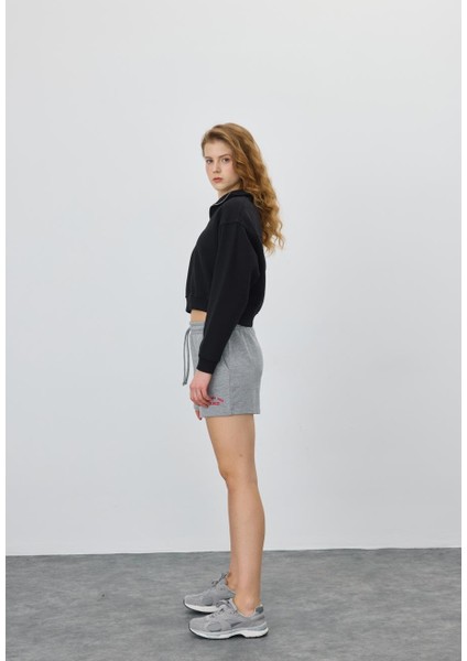 Kadın Siyah Renk Yarım Fermuarlı Sweatshirt fiyatları