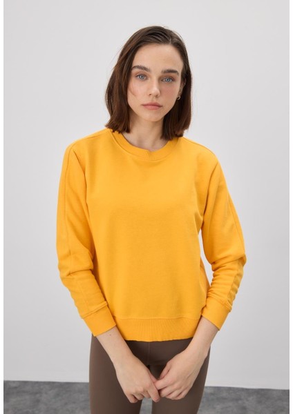 Kadın Kayısı Renk Basic Sweatshirt