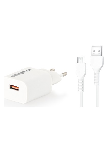 18W USB To Micro 2.4 A Kablolu Set Beyaz