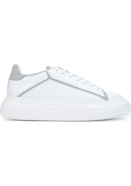 Erkek Deri Beyaz Sneakers & Spor Ayakkabı 698 1080-3 Erk Ayk Y24 Beyaz/Grı