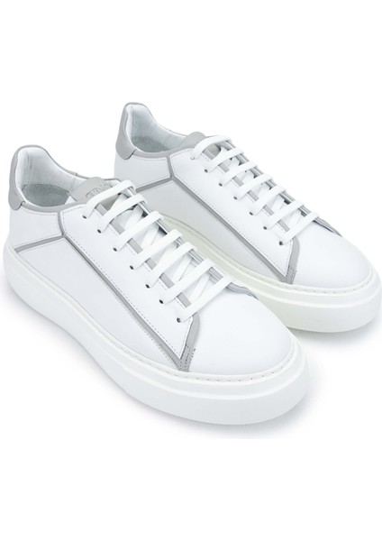 Erkek Deri Beyaz Sneakers & Spor Ayakkabı 698 1080-3 Erk Ayk Y24 Beyaz/Grı