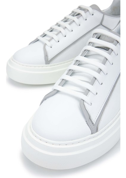 Erkek Deri Beyaz Sneakers & Spor Ayakkabı 698 1080-3 Erk Ayk Y24 Beyaz/Grı