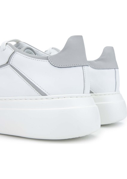 Erkek Deri Beyaz Sneakers & Spor Ayakkabı 698 1080-3 Erk Ayk Y24 Beyaz/Grı