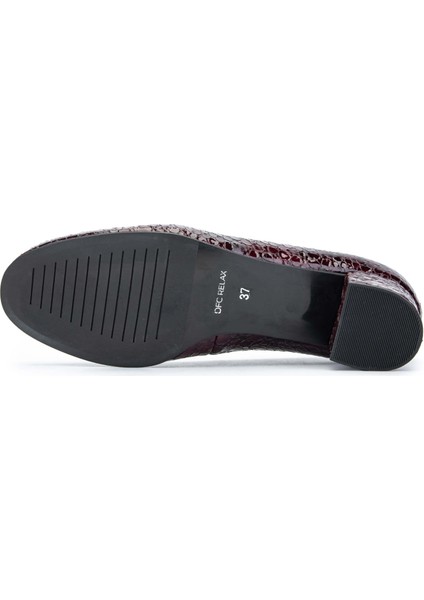 Relax Anatomic Kadın Deri Bordo Rugan Comfort Ayakkabı 611 H40000-92 Bn Ayk Y24 Croco Oslo Bordo