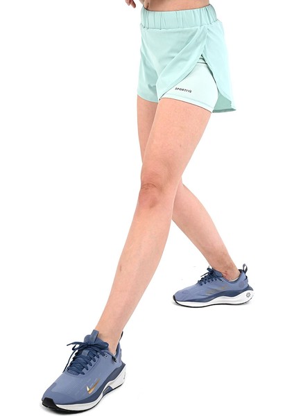 Doppyo Kadın Yeşil Koşu Şort 24YKTP15D31-MNT fırsatları