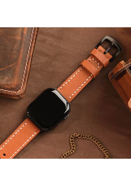 Apple Watch Uyumlu Taba Deri Kordon 38MM 40MM 41MM Seri 3 4 5 6 7 Se 8 9 Uyumlu Hakiki Deri Kayış