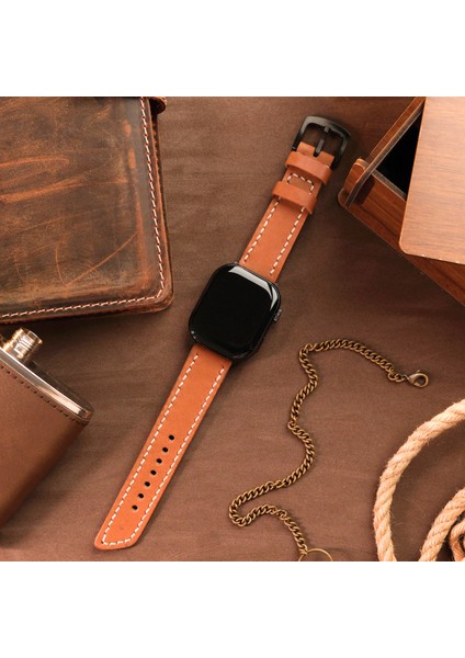 Apple Watch Uyumlu Taba Deri Kordon 38MM 40MM 41MM Seri 3 4 5 6 7 Se 8 9 Uyumlu Hakiki Deri Kayış fiyatları