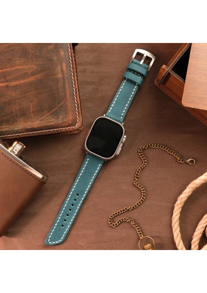 Apple Watch Uyumlu Mavi Deri Kordon 38MM 40MM 41MM Seri 3 4 5 6 7 Se 8 9 Uyumlu Hakiki Deri Kayış Apple Deri Kordon fiyatları