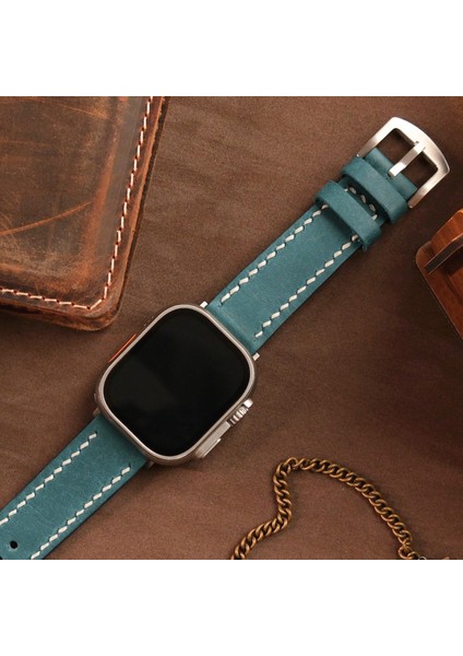 Apple Watch Uyumlu Mavi Deri Kordon 38MM 40MM 41MM Seri 3 4 5 6 7 Se 8 9 Uyumlu Hakiki Deri Kayış Apple Deri Kordon