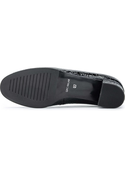 Relax Anatomic Kadın Deri Siyah Rugan Comfort Ayakkabı 611 H40000-92 Bn Ayk Y24 Croco Oslo Black