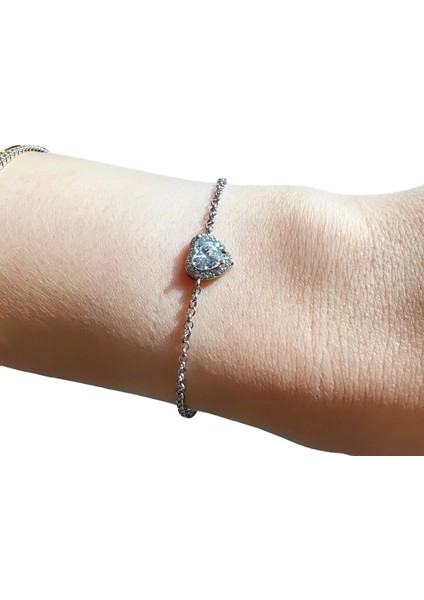 Gümüş Kalpli Bileklik