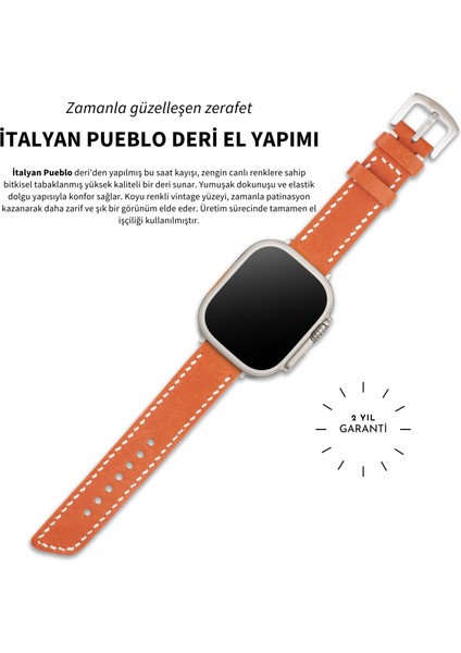 Apple Watch 38MM 40MM 41MM Uyumlu Turuncu Deri Kordon Seri 3 4 5 6 7 Se 8 9 Uyumlu Hakiki Deri Kayış indirimleri