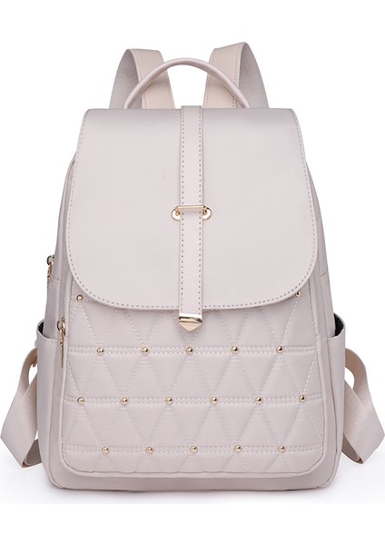 Perçin Sırt Çantası Rahat Çok Yönlü Büyük Kapasiteli Kadın Sırt Çantası Iş Seyahati Çok Amaçlı Çanta (Yurt Dışından)