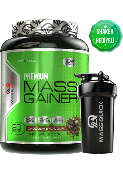 Mass Gainer Çikolata Aromalı Karbonhidrat Tozu 1600gr 20 Servis