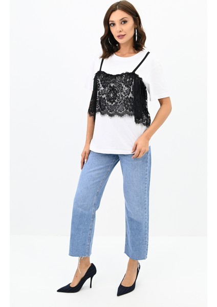 Kadın Dantel Detaylı T-Shirt 1772-24 fiyatları