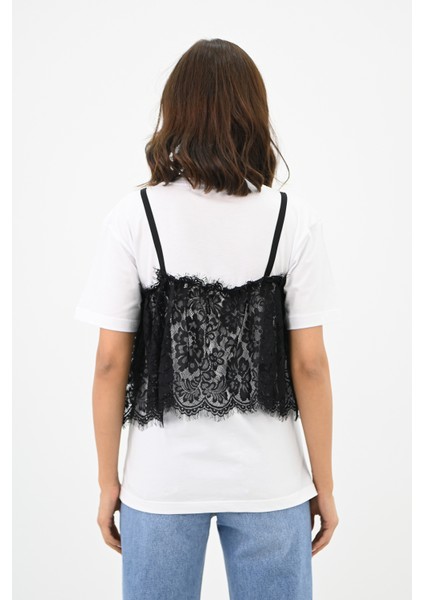 Kadın Dantel Detaylı T-Shirt 1772-24 fırsatları