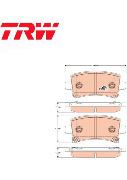 Arka Fren Balata Tk. Insignia A G09 Saab 9-5 YS3G 13237768 GDB1784 Trw