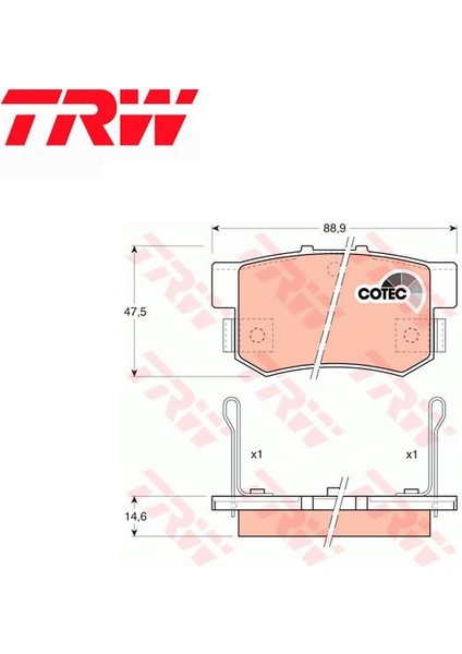 Arka Fren Balata Tk. Accord 4 91-93 Civic 6-7 95-05 Legend 1 Prelude 4 1,6 1,7 2,0 2,2 2,7 GDB774 Trw