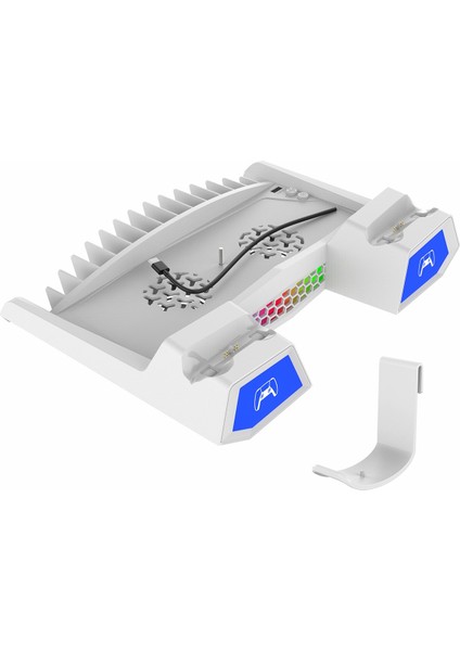 Ps5 Fat Slım Rgb Li Kulaklık Askılı Soğutuculu Şarjlı Dikey Stand PG-P5S023
