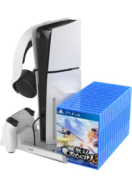 Ps5 Fat Slım Rgb Li Kulaklık Askılı Soğutuculu Şarjlı Dikey Stand PG-P5S023