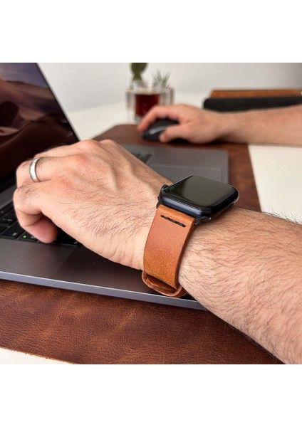 Apple Watch Uyumlu Deri Saat Kordonu Camel modelleri