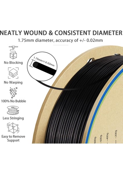 Pla Plus (Pla+) Filament 1.75MM,PROFESSIONAL High Toughness 3D Printer Filament,dimensional Accuracy +/- 0.02MM