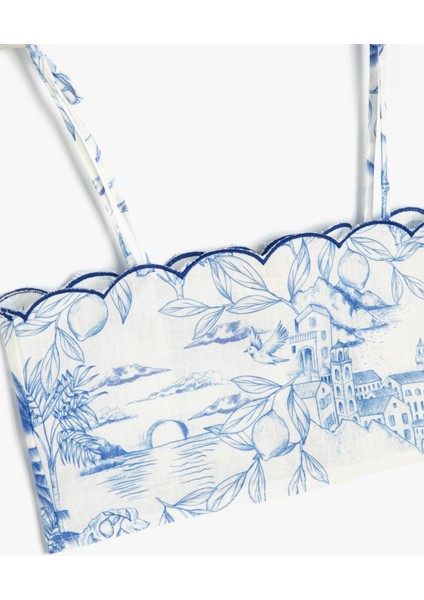 Crop Bluz Ince Askılı Desenli modelleri