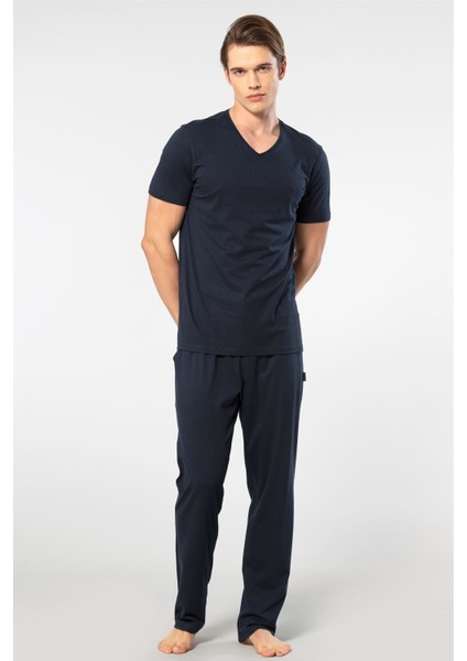 Erkek 2192/LACIVERT Kısa Kollu Modal Pijama Takımı