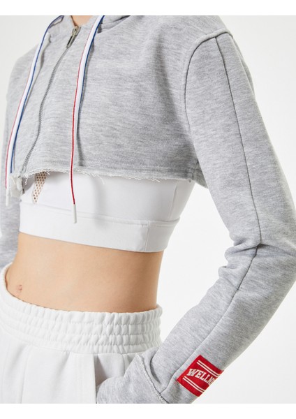 Crop Spor Sweatshirt Kapüşonlu Fermuarlı Rahat Kesim indirimleri