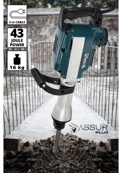 Assur Plus Büyük Tip Kırıcı Hilti 16 kg 3 Metre Kablolu 65MM