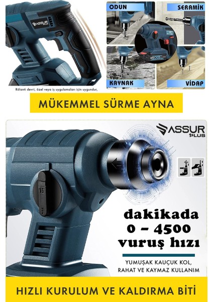 Assur Plus Gb-13 Lion Şarjlı Kırıcı Delici Hilti + Vidalama Özelliği