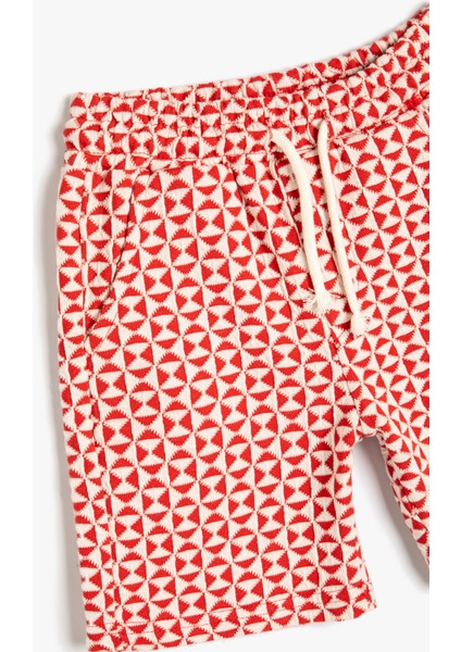 Şort Grafik Desenli Beli Bağlamalı Cepli modelleri