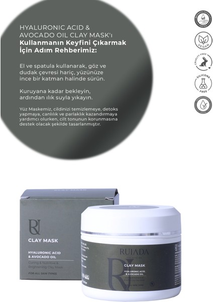 Besleyici, Aydınlatıcı ve Arındırıcı Kil Maskesi Hyaluronic Acid - Avacado Oil Clay Mask 150 ml modelleri