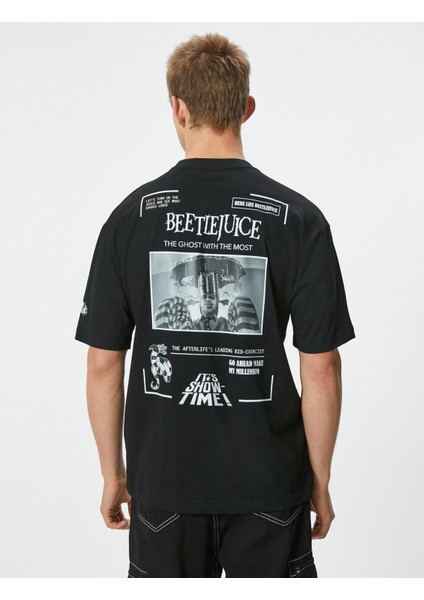 Beetlejuice Tişört Lisanslı Oversize Kısa Kol Bisiklet Yaka