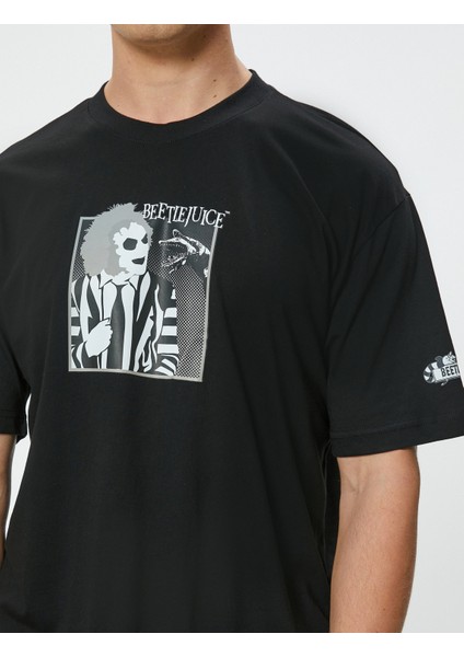 Beetlejuice Tişört Lisanslı Oversize Kısa Kol Bisiklet Yaka