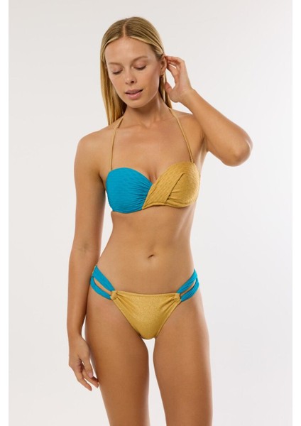 4610 Gold Straplez Bikini Takımı