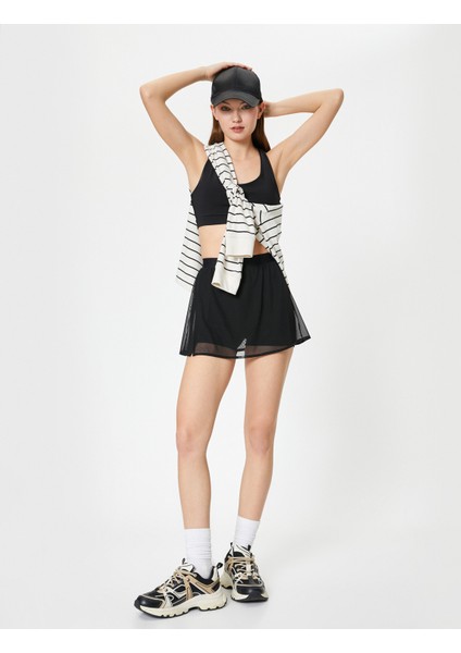 Spor Mini Tül Şort Etek Slim Fit