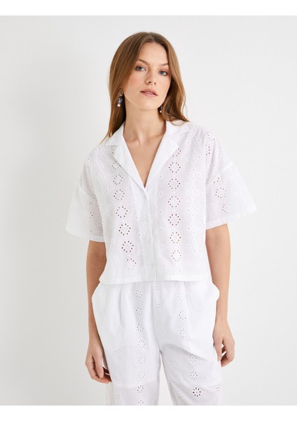 Crop Fisto Gömlek Kısa Kollu Düğmeli Pamuklu modelleri