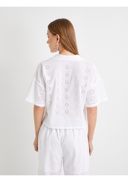 Crop Fisto Gömlek Kısa Kollu Düğmeli Pamuklu fırsatları