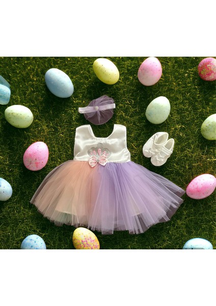 Kız Bebek Mevlüt Takımı Tütülü Renkli Prenses Elbise Baby Shower Doğum Günü Özel Gün Set 4 Parça indirimleri