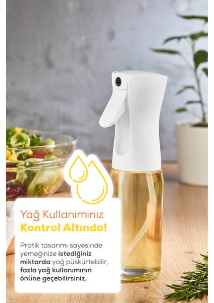 2li Püskürtmeli Sprey Yağdanlık Cam Şişe - Izgara Fritöz Salata Yağ Püskürtücü Beyaz modelleri