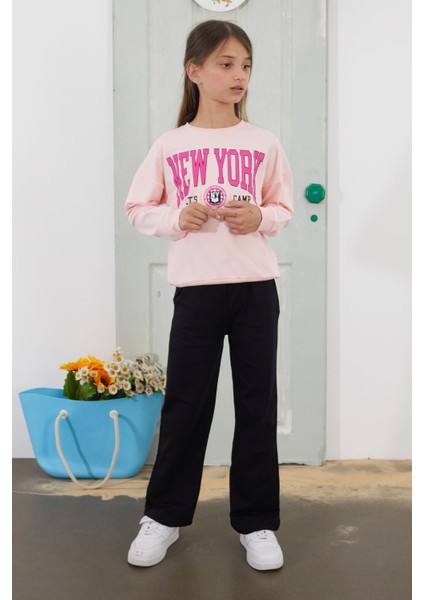 Pembe Newyork Yazılı Kız Çocuk Alt Üst Takım 18581 modelleri