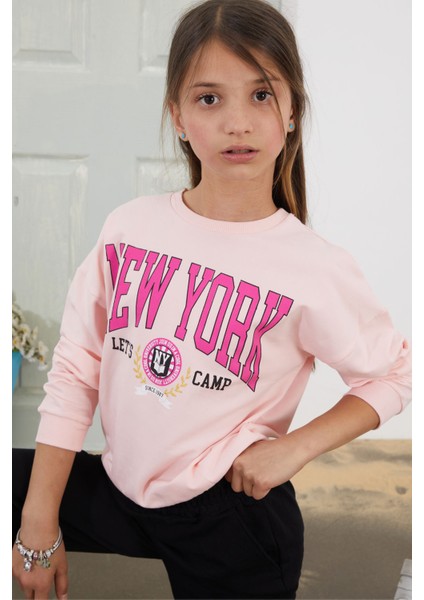 Pembe Newyork Yazılı Kız Çocuk Alt Üst Takım 18581 fırsatları