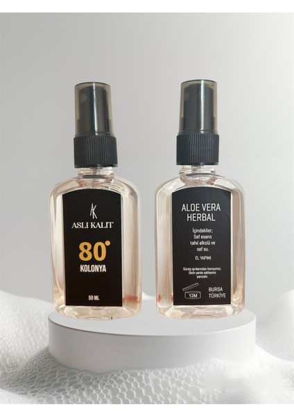 Aslı Kalıt El Yapımı 80° Kolonya Aloe Vera Herbal 50ML