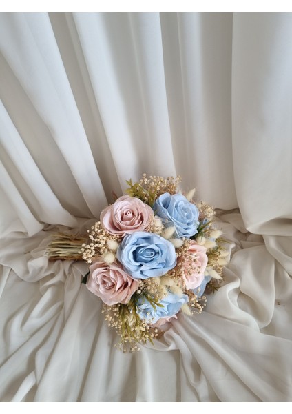 Mavi Gelin Çiçeği/yapay Gelin Buketi Soft