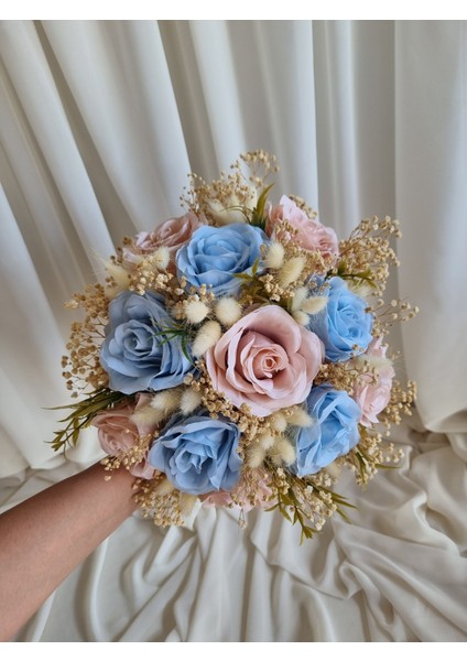 Mavi Gelin Çiçeği/yapay Gelin Buketi Soft fırsatları