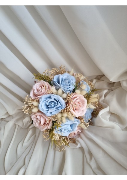 Mavi Gelin Çiçeği/yapay Gelin Buketi Soft indirimleri